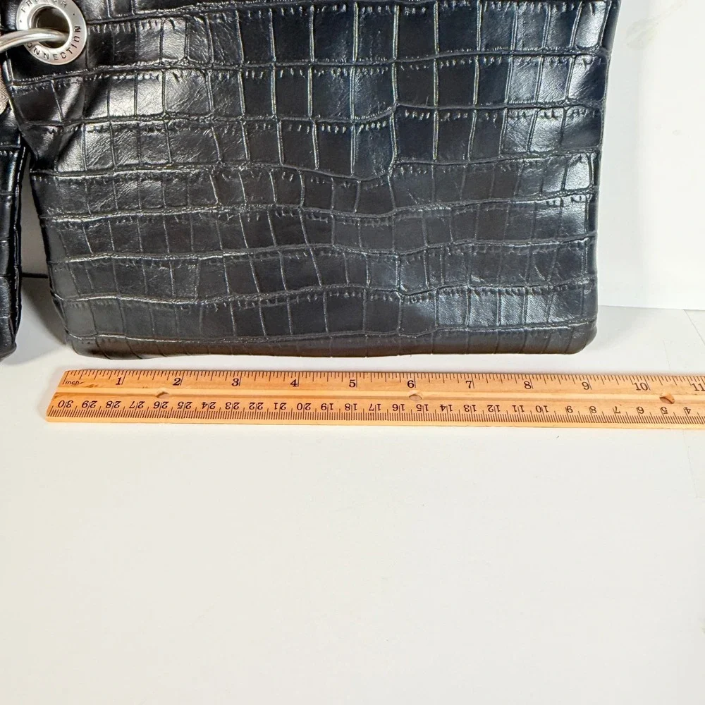 Black Wristlet Double Crocodile Pattern French Connection travel festival y2k 90